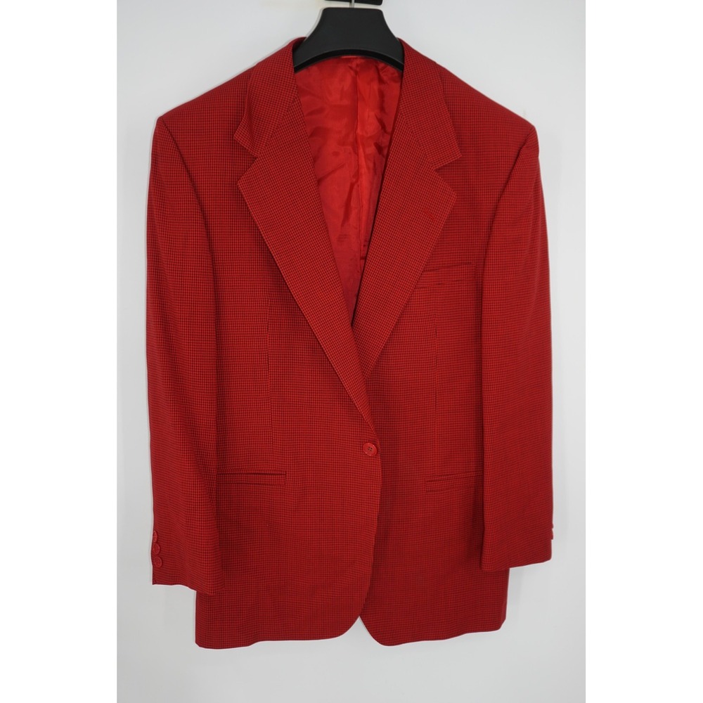 V2 BY VERSACE Sport Coat Red Check Wool Saks Fifth Ave Men's 50IT 40R US